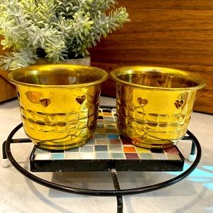 Pair of Brass Votive or Tealight Candle Holders